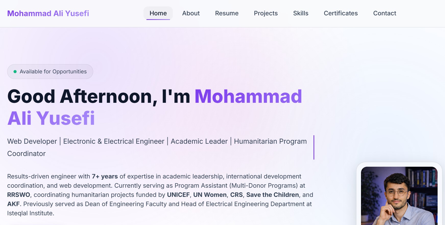 Professional Portfolio Website Screenshot