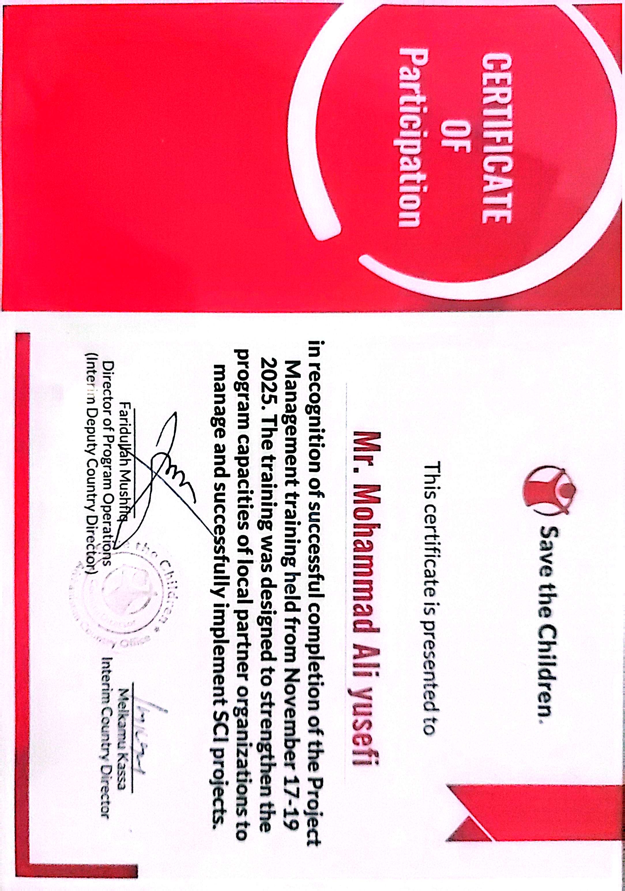 Project Management Training Certificate